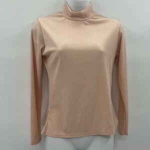 Boohoo Pink High Neck Short Sleeve Ribbed Top Sz10